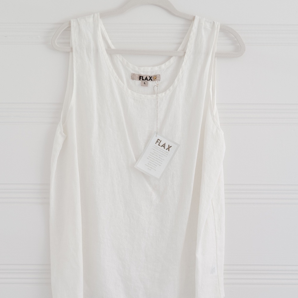 Flax White Linen Sleeveless Top